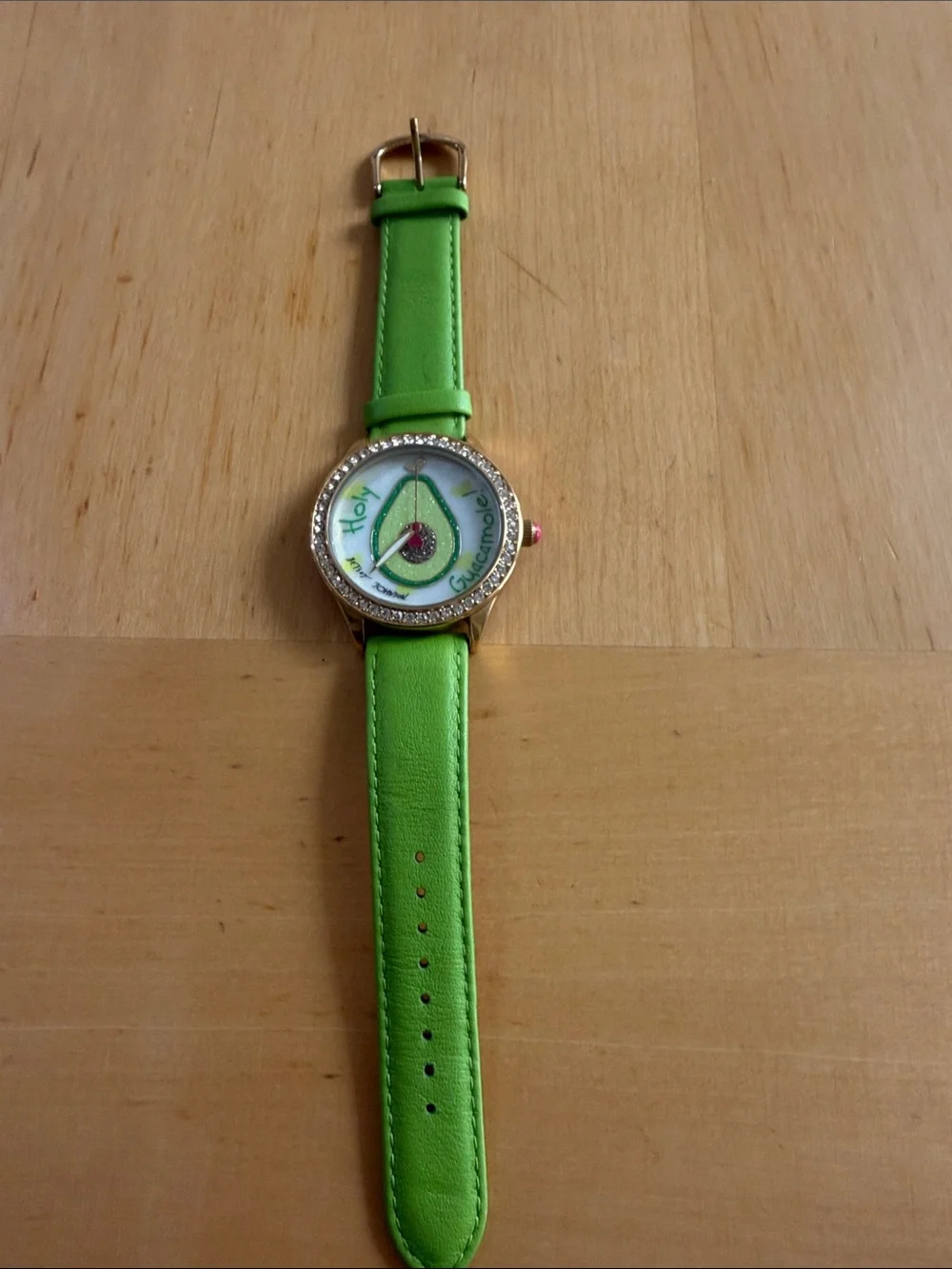 Betsey Johnson Lime Green Avocado Dial Watch with Crystal Bezel